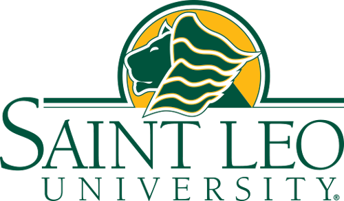 Green lion head facing left over Saint Leo University text.